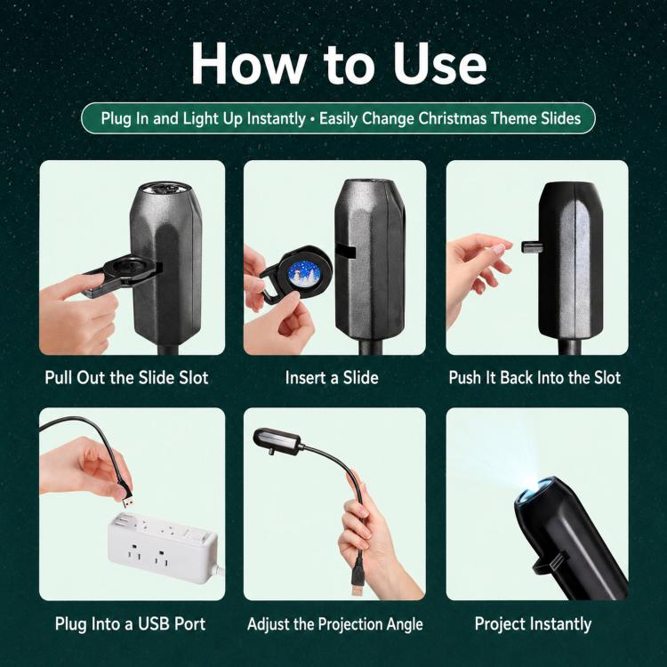 USB LED Projector Light Night Lamp With Replaceable Slides